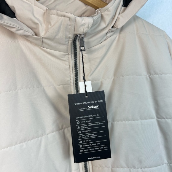 Soularge Mens Winter Puffer Jacket 2X Quilted Insulated Coat Removable Hood NEW - Picture 2 of 16